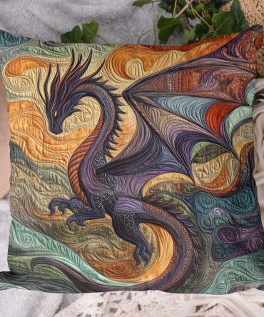 Lunar Serpent Quilted Pillow Cover — Elegant Moonlight Serpent Decorative Throw Pillow Case, Quilted Accent Cushion For Modern Home