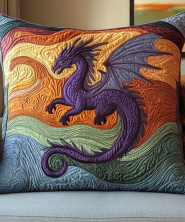 Lunar Serpent Mythic Quilted Pillowcase Cover — Mystical Decorative Pillow Sham, Soft Cotton-Blend, Breathable & Easy-Care