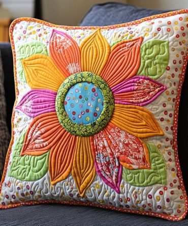 Lush Layers Quilted Pillow Cover - Textured Botanical Decorative Pillowcase For Bed & Living Room, Cotton-Blend Sham, Layering Essential