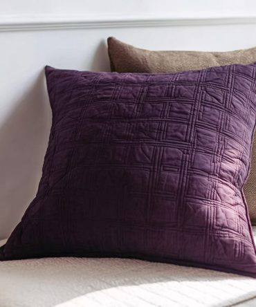 Luxe Velvet Purple Quilted Pillow Cover - Plush Decorative Throw Cushion For Sophisticated Bedroom, Sofa & Luxury Gift