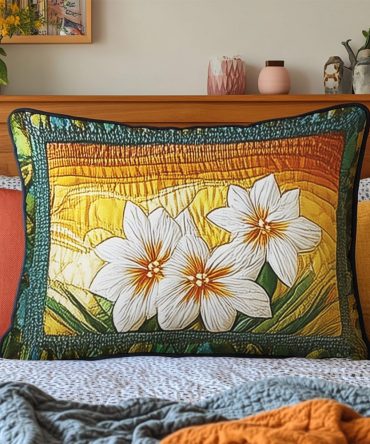 Ocean-Blue Quilted Pillow Cover — Soft Coastal Bedding Pillowcase For Bedroom Decor, Hypoallergenic & Machine-Washable