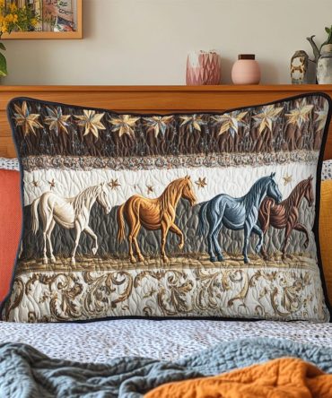 Bridle Beauty Quilted Pillow Cover — Soft Cotton-Blend Decorative Pillowcase For Bed, Sofa & Cozy Home Decor