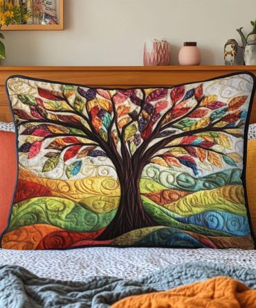 Branching Hope Quilted Pillowcase — Elegant Botanical Sham, Subtle Textured Bedding Accent For Modern & Classic Interiors