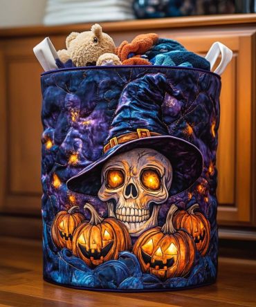Magic Mischief Quilted Laundry Hamper — Whimsical Patterned Collapsible Fabric Basket With Handles, Playful Home Storage For Kids & Adults