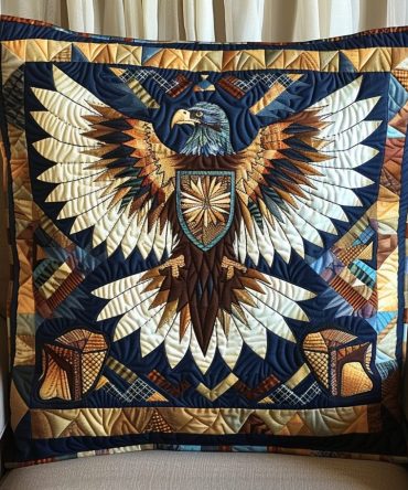Majestic Wings Quilted Pillow Cover — Striking Feather & Wing Decorative Cushion Case, Premium Cotton Blend, Durable & Washable