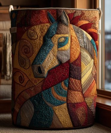 Majestic Horse Quilted Laundry Hamper — Elegant Equine Fabric Storage Basket For Kids, Nursery & Country-Chic Home Organization