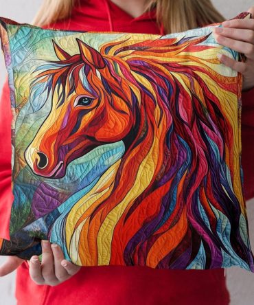 Majestic Horse Quilted Accent Pillow Cover — Elegant Equestrian Throw Pillowcase For Living Rooms & Stables, Soft-Textured, Easy Care