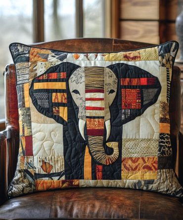 Majestic Roam Quilted Throw Pillow Cover — Serene Safari Motif, Plush Quilting For Comfort, Durable Decorative Case For Living Rooms & Bedrooms