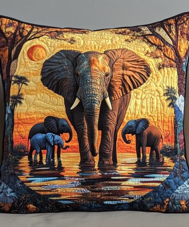 Majestic Savannah Quilted Throw Pillow Cover — Wild Safari-Inspired Decorative Cushion Case For Sofa, Bed & Patio Seating