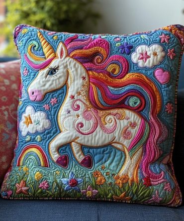 Majestic Whimsy Quilted Fantasy Pillow Cover — Elegant Whimsical Print Throw Pillowcase For Bedroom, Nursery & Gift Ideas
