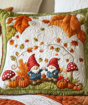 Maple Cluster Quilted Pillow Cover — Autumn Leaf Throw Pillowcase For Cozy Living Room & Porch, Rustic Accent Sham With Leaf Motif