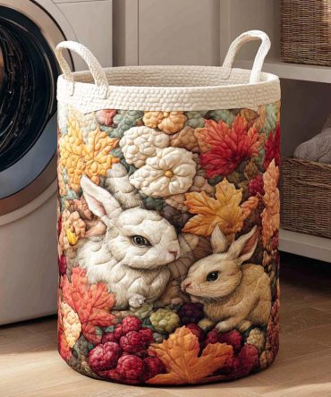 Maple Hop Quilted Fabric Laundry Hamper – Large Rustic Collapsible Laundry Basket With Handles, Durable Cotton Blend For Home Storage