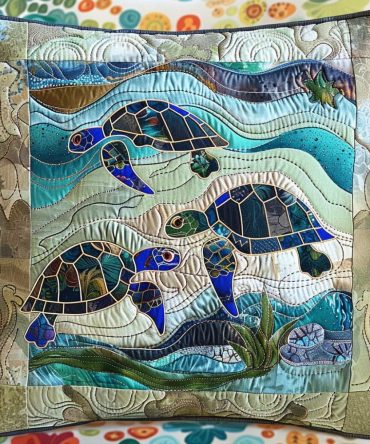 Marine Bliss Quilted Pillow Cover — Stylish Coastal Decorative Cushion Case, Soft Texture & Durable Cotton Blend, Easy Care