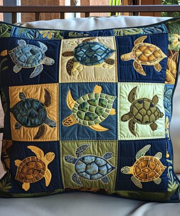 Marine Harmony Quilted Pillow Cover — Elegant Ocean-Inspired Decorative Cushion Case, Soft Texture, Ideal For Coastal Interiors