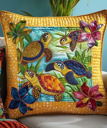 Marine Magic Quilted Pillow Cover - Enchanting Seaside Motifs, Soft Cotton, Durable Quilting & Luxury Coastal Throw Pillowcase