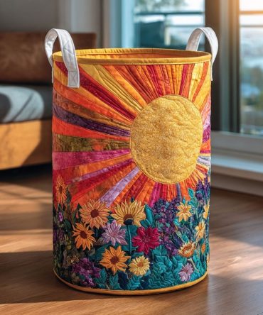 Meadow Bloom Quilted Laundry Hamper – Floral Collapsible Fabric Basket With Handles For Charming Home Organization