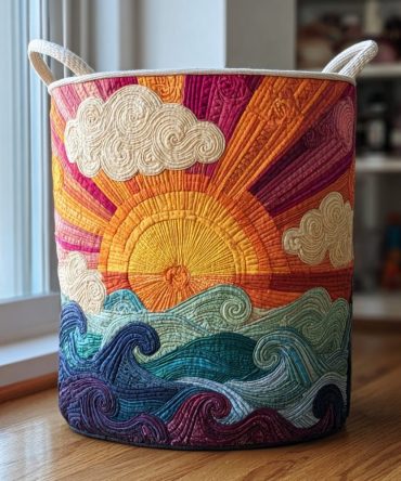Meadow Bloom Quilted Laundry Hamper — Bright Floral Foldable Fabric Basket With Reinforced Handles For Cheerful Home & Nursery Organization