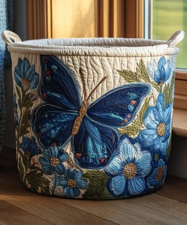 Meadow Dance Quilted Laundry Hamper – Pastel Meadow Floral Design, Soft Padded Fabric, Collapsible & Easy-Wash With Reinforced Handles