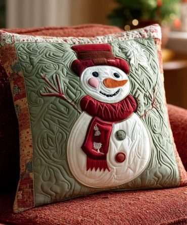 Merry Frost Quilted Pillow Cover — Sparkling Holiday Throw Pillowcase With Frosted Accents, Plush Quilting, Zippered Ease, Gift-Ready