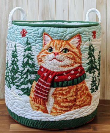 Festive Catnip Quilted Hamper — Holiday-Inspired Collapsible Laundry Basket For Seasonal Décor, Toys & Laundry Storage