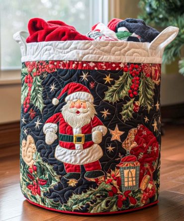 Merry Magic Festive Quilted Laundry Hamper — Holiday-Inspired Foldable Fabric Laundry Basket With Sturdy Handles, Roomy Storage And Chic Seasonal Design
