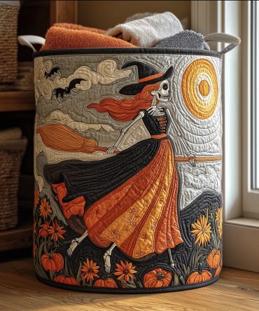 Midnight Crone Quilted Laundry Hamper — Gothic-Inspired Quilted Laundry Basket With Durable Fabric, Handles & Collapsible Storage For Home