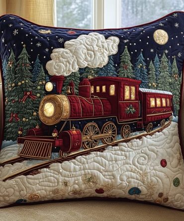 Midnight Express Quilted Pillow Cover — Luxurious Midnight Blue Quilted Decorative Throw Pillowcase For Cozy Home & Holiday Decor