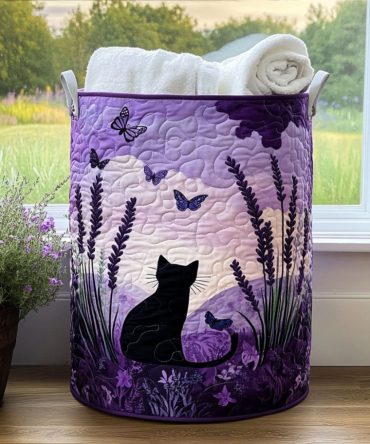 Midnight Meadow Quilted Laundry Hamper — Large Floral Fabric Laundry Basket, Collapsible Organizer For Home & Dorm