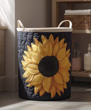 Midnight Sun Quilted Laundry Hamper – Large Foldable Fabric Basket With Reinforced Handles, Removable Liner & Sleek Modern Design For Home