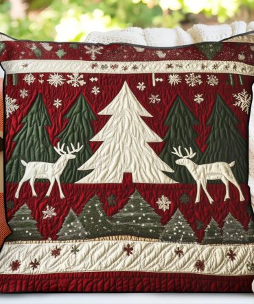 Alpine Holiday Quilted Pillow Cover — Cozy Decorative Throw Pillowcase For Winter Home Decor, Soft & Machine-Washable