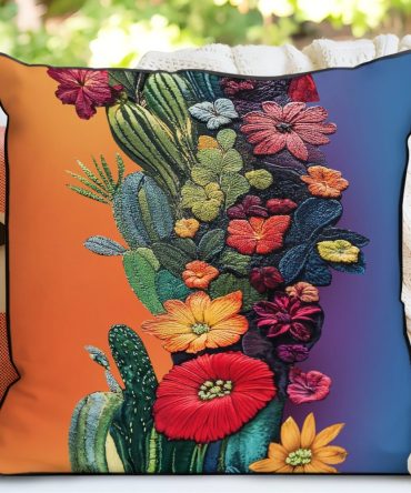 Desert Bloom Quilted Pillow Cover - Southwestern Floral Throw Pillowcase, Soft Textured Cotton Blend For Warm, Earthy Home Décor