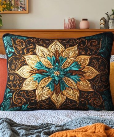 Sunburst Quilted Pillow Cover — Vibrant Boho Sunburst Design, Soft Cotton-Blend, Decorative Throw Accent For Bed & Sofa
