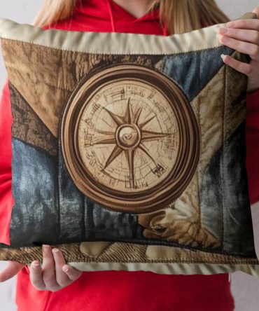 Timeless Travel Quilted Throw Pillow Cover — Vintage Map-Inspired Decorative Cushion For Living Rooms & Travel Lovers