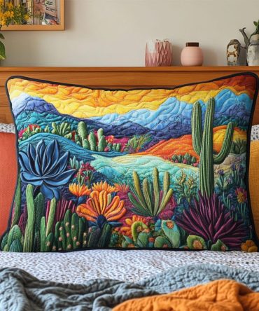 Cactus Comfort Quilted Pillow Cover - Plush Quilted Texture With Subtle Cactus Design, Cozy Support, Easy-Care Cotton Blend - Shop Now