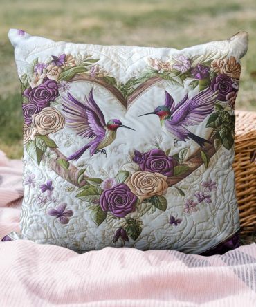 Petal Pair Quilted Throw Pillow Cover — Romantic Floral Accent, Soft Quilted Texture, Easy-Care Decorative Cushion Sleeve