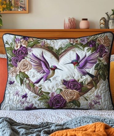 Petal Pair Quilted Decorative Pillow Cover — Elegant Matching Floral Quilted Pillowcase For Coordinated Bedding Sets & Stylish Home Accents