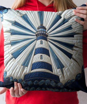Beacon Glow Quilted Decorative Pillow Cover - Lighthouse-Inspired Coastal Design With Quilted Comfort For Nautical & Cottage Interiors