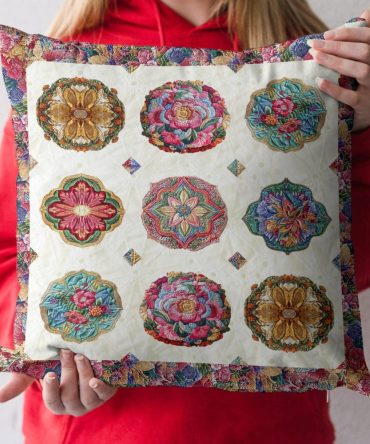 Wildflower Glow Floral Quilted Pillowcase — Soft Decorative Sham For Sofa & Bed, Cotton-Blend, Boho Flower Accent (Plush Texture)