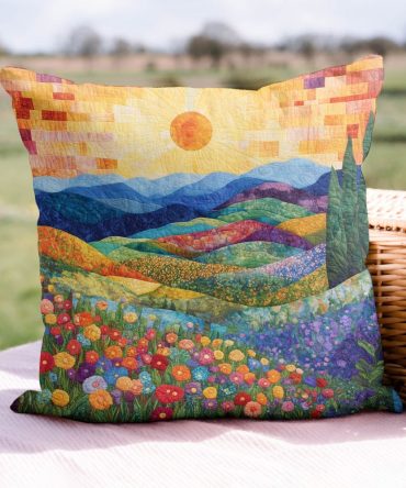 Radiant Rays Quilted Pillow Cover — Bright Geometric Decorative Pillowcase For Living Room, Modern Soft Throw Accent
