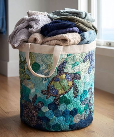 Moon Tide Quilted Laundry Hamper — Elegant Quilted Fabric Basket With Handles, Foldable Clothes Organizer For Bedroom & Bath