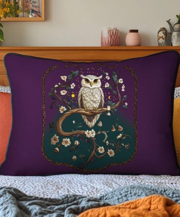 Moonlit Perch Quilted Pillow Sham — Serene Bird Motif Decorative Pillowcase, Soft Breathable Cotton, Nighttime Calm Accent For Bedrooms