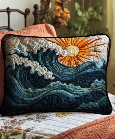Morning Rays Quilted Pillow Sham — Sunlit Rustic Decorative Pillowcase, Soft Cotton-Blend, Hypoallergenic & Machine Washable For Bright Bedroom Accents