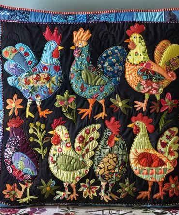 Morning Crow Quilted Pillow Cover — Rustic Rooster Morning Throw Pillow, Farmhouse Bedroom & Kitchen Accent, Quilted