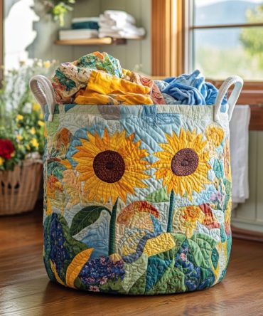 Morning Garden Quilted Laundry Hamper - Botanical Foldable Fabric Basket With Handles , Stylish Lightweight Organizer For Home