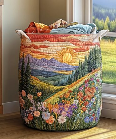 Morning Glory Quilted Storage Hamper — Floral Foldable Laundry Basket With Handles, Padded & Washable For Bedrooms, Bathrooms & Dorm Rooms