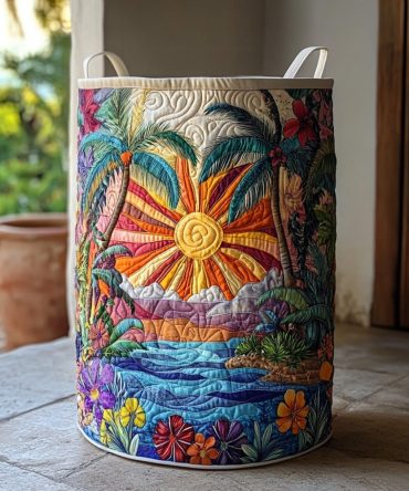 Morning Ray Quilted Laundry Hamper — Bright Collapsible Fabric Basket With Reinforced Handles & Soft Quilted Finish For Everyday Use