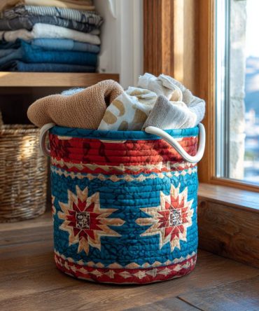 Morning Star Quilted Laundry Hamper — Bright Starburst Fabric Laundry Organizer, Collapsible & Easy‑Care Liner
