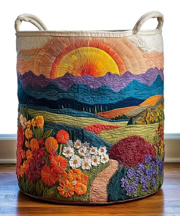 Morning Valley Quilted Laundry Hamper - Large Foldable Fabric Basket With Soft Pastel Print, Durable Handles, Easy Home Organization