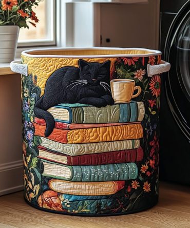 Mosaic Cat Quilted Laundry Hamper — Modern Cat-Print Foldable Basket With Sturdy Handles, Compact Decorative Laundry Organizer For Home — Machine-Washable Cover, Collapsible & Gift-Ready