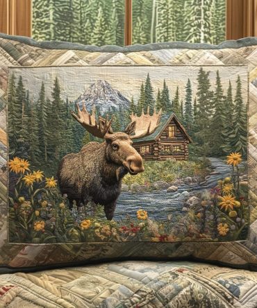 Mountain Hearth Quilted Pillow Sham — Cozy Cabin Decorative Pillowcase, Soft Cotton-Blend, Hypoallergenic & Machine Washable For Rustic Bedrooms